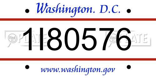 1I80576 District Of Columbia License Plate