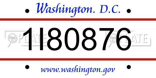1I80876 District Of Columbia License Plate