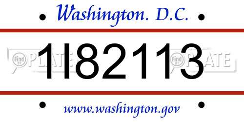 1I82113 District Of Columbia License Plate