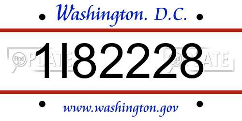 1I82228 District Of Columbia License Plate