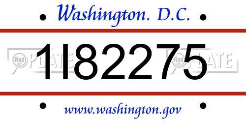 1I82275 District Of Columbia License Plate