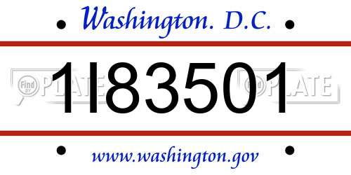 1I83501 District Of Columbia License Plate