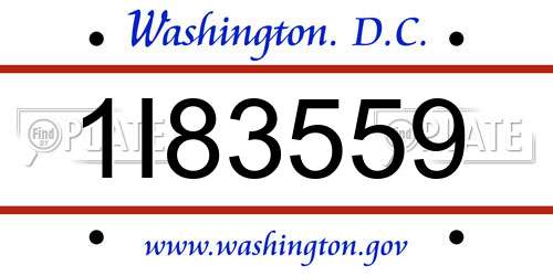 1I83559 District Of Columbia License Plate