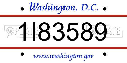 1I83589 District Of Columbia License Plate