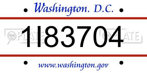 1I83704 District Of Columbia License Plate