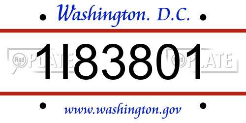1I83801 District Of Columbia License Plate