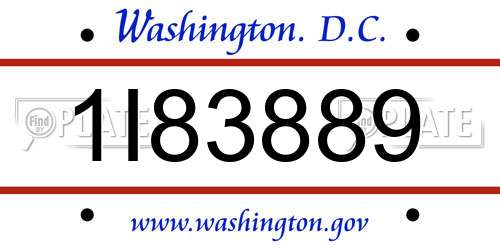 1I83889 District Of Columbia License Plate