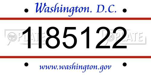 1I85122 District Of Columbia License Plate