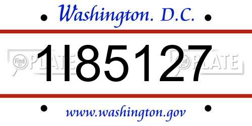 1I85127 District Of Columbia License Plate