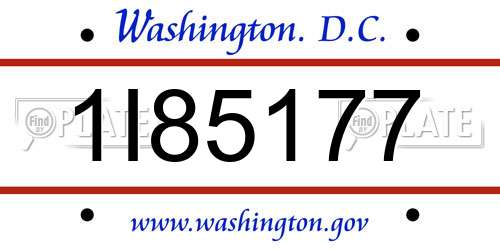 1I85177 District Of Columbia License Plate