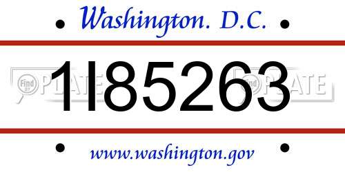 1I85263 District Of Columbia License Plate