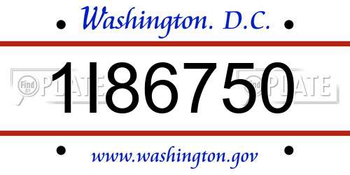 1I86750 District Of Columbia License Plate