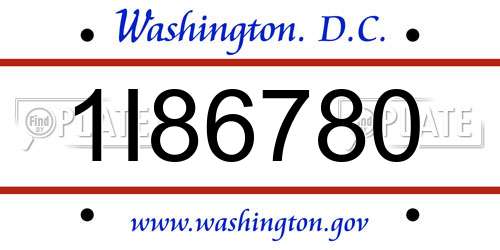 1I86780 District Of Columbia License Plate