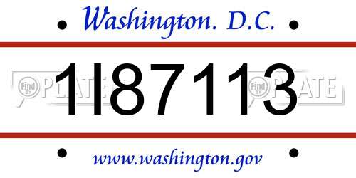 1I87113 District Of Columbia License Plate