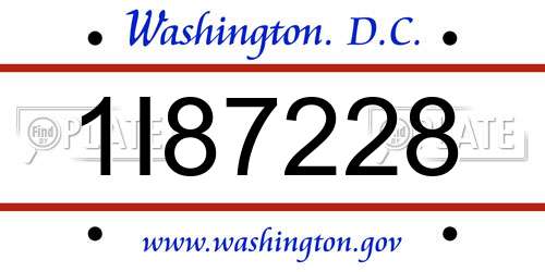 1I87228 District Of Columbia License Plate