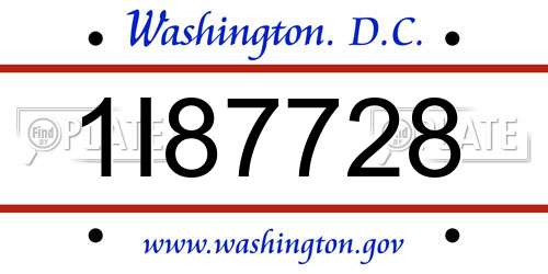 1I87728 District Of Columbia License Plate