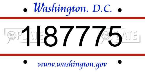 1I87775 District Of Columbia License Plate