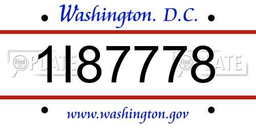 1I87778 District Of Columbia License Plate