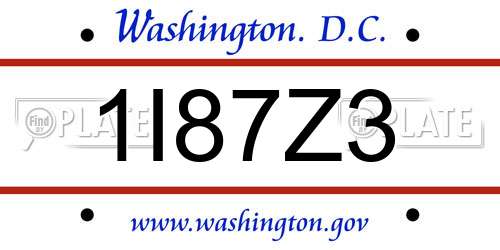1I87Z3 District Of Columbia License Plate