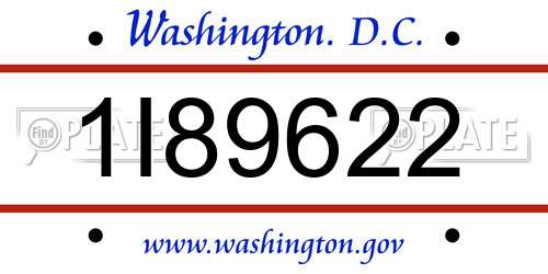 1I89622 District Of Columbia License Plate