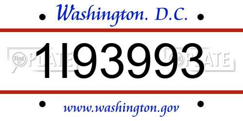 1I93993 District Of Columbia License Plate