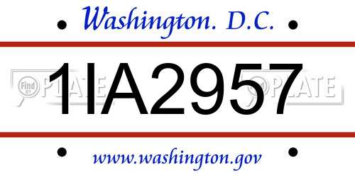 1IA2957 District Of Columbia License Plate