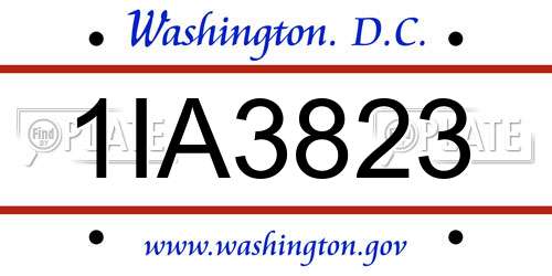 1IA3823 District Of Columbia License Plate