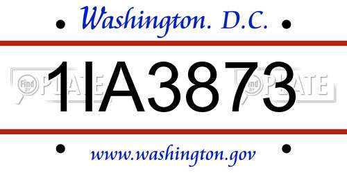 1IA3873 District Of Columbia License Plate