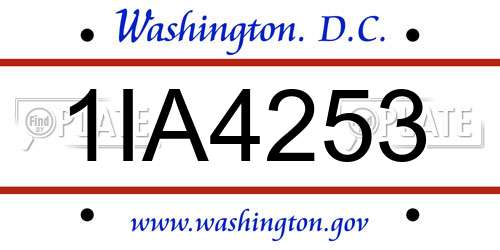 1IA4253 District Of Columbia License Plate