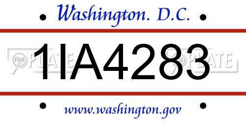 1IA4283 District Of Columbia License Plate