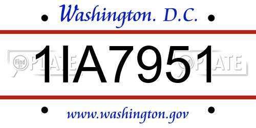 1IA7951 District Of Columbia License Plate