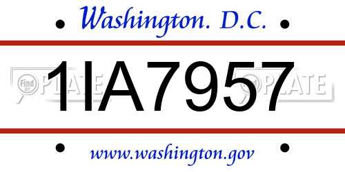 1IA7957 District Of Columbia License Plate