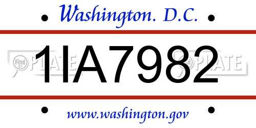 1IA7982 District Of Columbia License Plate