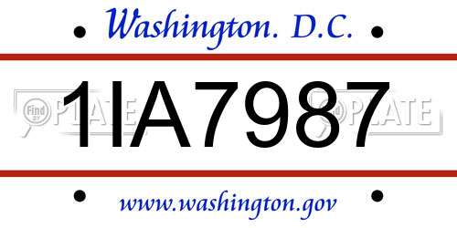 1IA7987 District Of Columbia License Plate