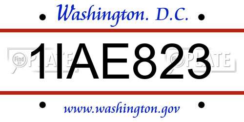 1IAE823 District Of Columbia License Plate