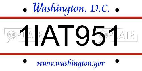 1IAT951 District Of Columbia License Plate