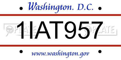 1IAT957 District Of Columbia License Plate