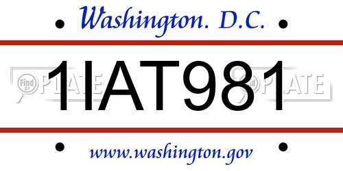1IAT981 District Of Columbia License Plate