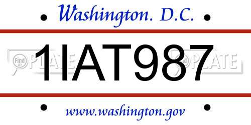 1IAT987 District Of Columbia License Plate