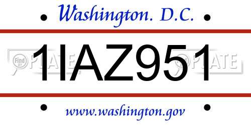 1IAZ951 District Of Columbia License Plate