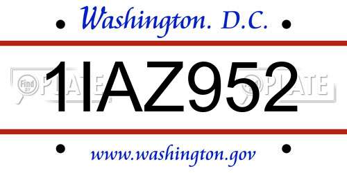 1IAZ952 District Of Columbia License Plate