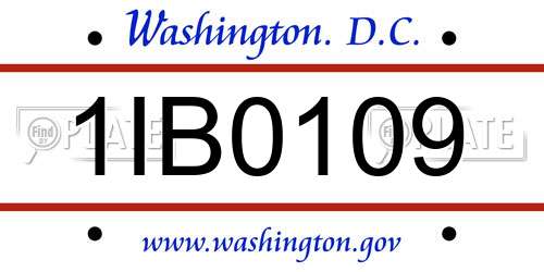 1IB0109 District Of Columbia License Plate