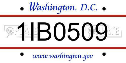 1IB0509 District Of Columbia License Plate