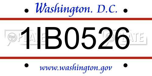 1IB0526 District Of Columbia License Plate