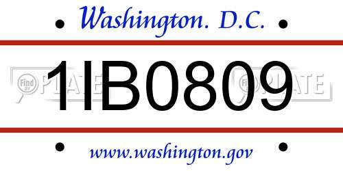 1IB0809 District Of Columbia License Plate