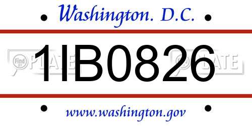1IB0826 District Of Columbia License Plate