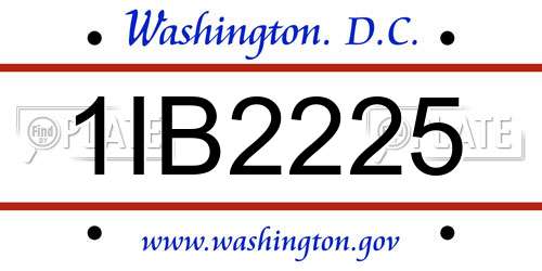 1IB2225 District Of Columbia License Plate
