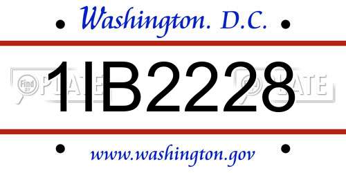 1IB2228 District Of Columbia License Plate