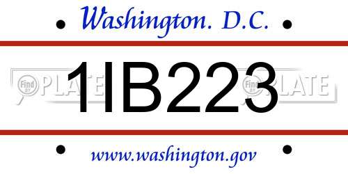 1IB223 District Of Columbia License Plate