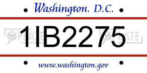 1IB2275 District Of Columbia License Plate